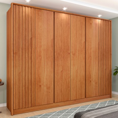 Guarda-Roupa Casal Barcelona 6 Portas 6 Gavetas Ripado Cinamomo - Tcil Móveis