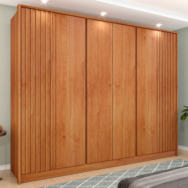 Guarda-Roupa Casal Barcelona 6 Portas 6 Gavetas Ripado Cinamomo - Tcil Móveis