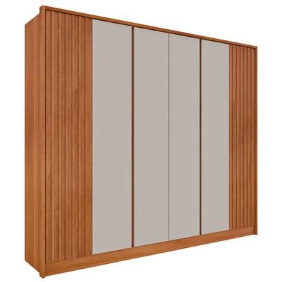 Guarda-Roupa Casal Barcelona 6 Portas 6 Gavetas Ripado Cinamomo/Off White - Tcil Móveis