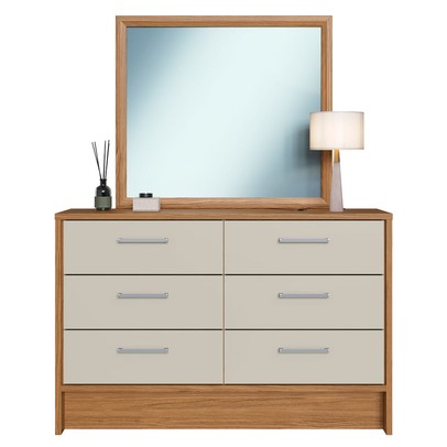 Cômoda 6 Gavetas com Espelho Naturalle/Cristalo - Decibal