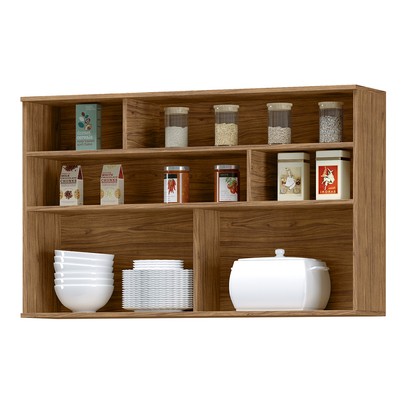 Armário Aéreo Cozinha Toscana 1 Porta Basculante Porta Temperos 100% Mdf Freijó - Mx Móveis