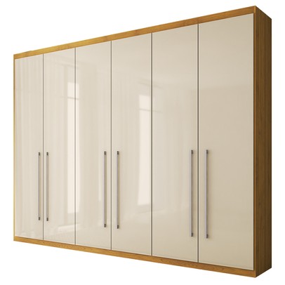 Guarda-Roupa Casal Luxe 2,70 Metros 6 Portas 6 Gavetas Cinamomo/Off White - Panorama Móveis