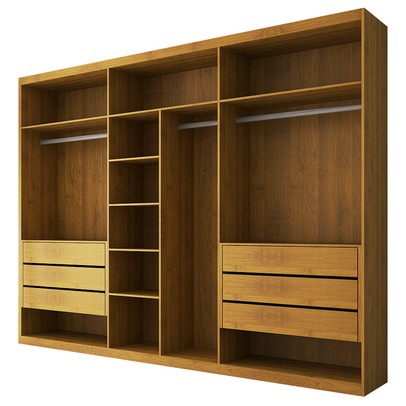 Guarda-Roupa Casal Luxe 2,70 Metros 6 Portas 6 Gavetas Cinamomo/Off White - Panorama Móveis