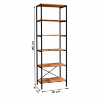 Estante para Livros Trento 5 Prateleiras Preto Fosco/Demolição 13446 - Artefamol