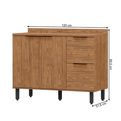 Balcão de Cozinha para Pia Toscana 2 Portas 2 Gavetas 100% Mdf Freijó Bto03 - Mx Móveis