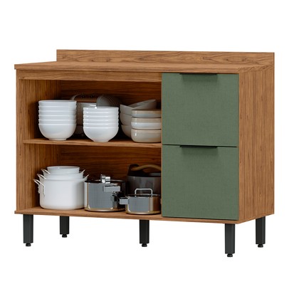 Balcão de Cozinha para Pia Toscana 2 Portas 2 Gavetas 100% Mdf Freijó/Jade Bto03 - Mx Móveis