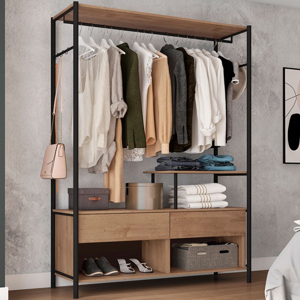 Closet Barcelona 2 Gavetas Preto/Demolição 13428 - Artefamol