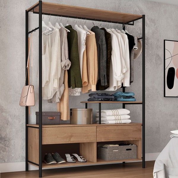 Closet Barcelona 2 Gavetas Preto Fosco/Demolição 13427 - Artefamol