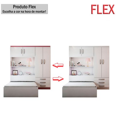 Guarda-Roupa Solteiro com Cama Liverpool 4 Portas 3 Gavetas Branco - Panorama Móveis