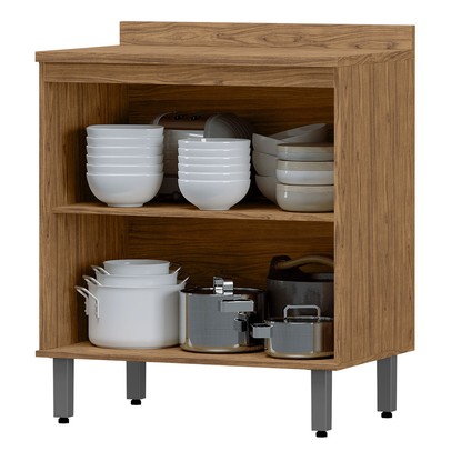 Balcão de Cozinha Toscana 2 Portas 100% Mdf Freijó/Nero Bto02 - Mx Móveis