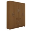 Guarda-Roupa Solteiro Apolo 6 Portas 2 Gavetas Castanho - Pnr Móveis