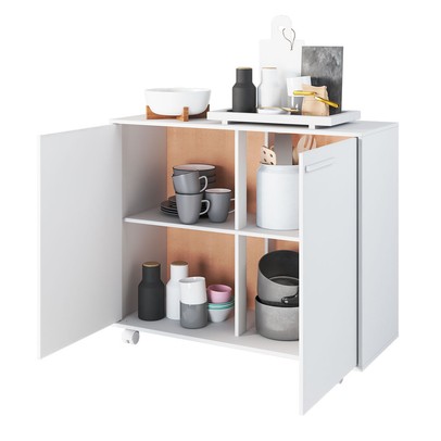 Armário de Cozinha 2 Portas 2 Prateleiras Branco Bbc 14 - Brv