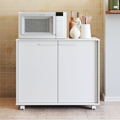 Armário de Cozinha 2 Portas 2 Prateleiras Branco Bbc 14 - Brv