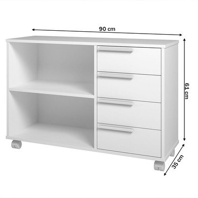 Armário de Banheiro 4 Gavetas 1 Prateleira Branco Bbn 31 - Brv