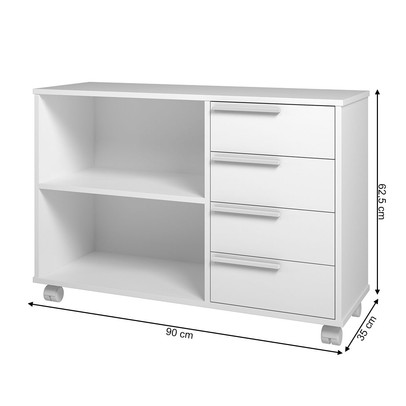 Cômoda Infantil 4 Gavetas 1 Prateleira Branco Bdi 01 - Brv