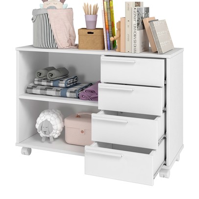 Cômoda Infantil 4 Gavetas 1 Prateleira Branco Bdi 01 - Brv