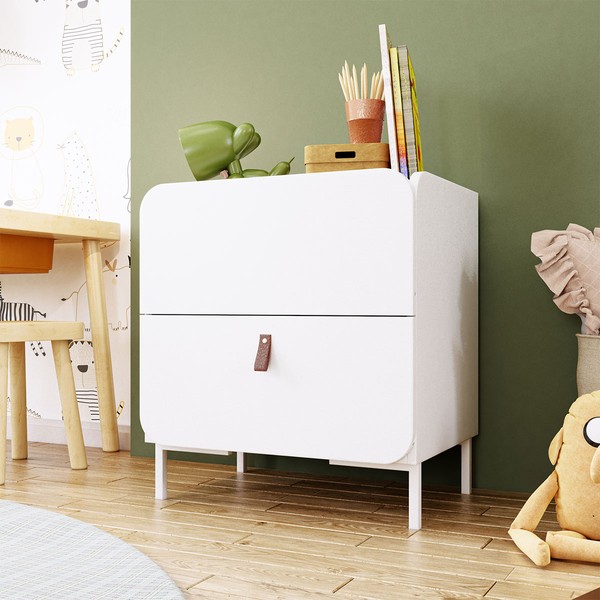 Mesa de Cabeceira Curve 2 Gavetas Bdi 11 Branco - Brv