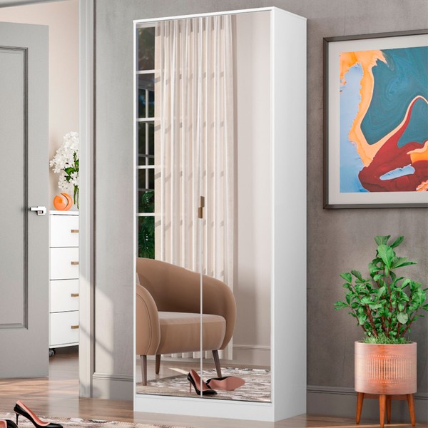 Sapateira Grife 2 Portas 1 Gaveta com Espelho Branco - Demóbile