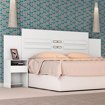 Cabeceira Casal Triunfo 2 Gavetas Branco - Demóbile