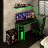 Mesa Gamer Vênus 2 Prateleiras Preto Fosco/Verde - Panorama Móveis