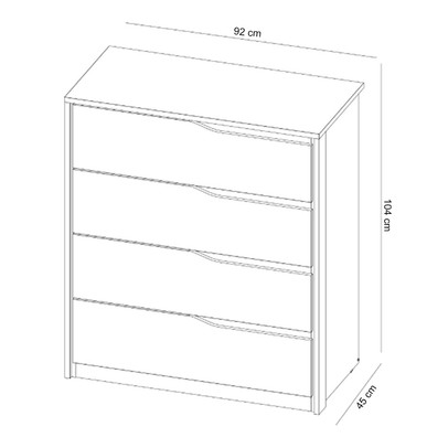 Cômoda átria 4 Gavetas Amêndola Touch/Grafito - Demóbile