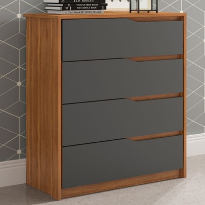 Cômoda átria 4 Gavetas Amêndola Touch/Grafito - Demóbile