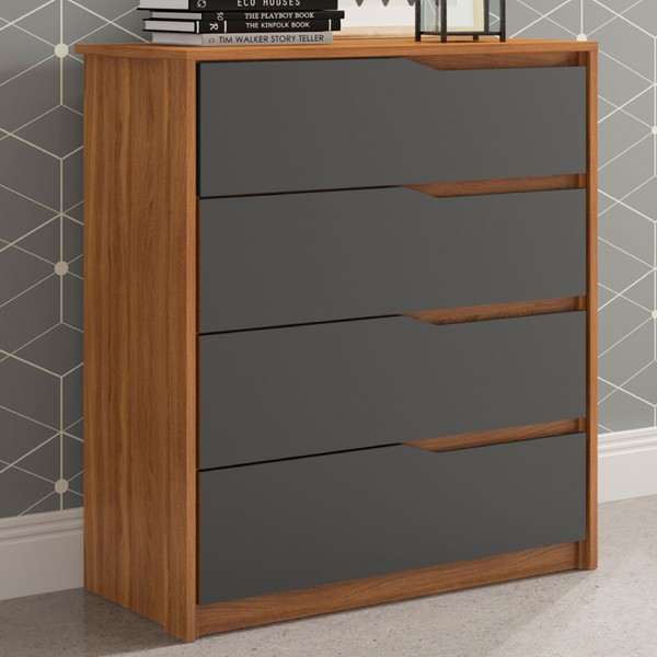 Cômoda átria 4 Gavetas Amêndola Touch/Grafito - Demóbile