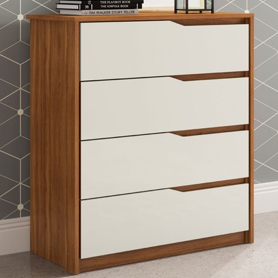 Cômoda átria 4 Gavetas Amêndola Touch/Off White - Demóbile