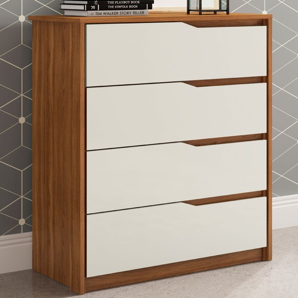 Cômoda átria 4 Gavetas Amêndola Touch/Off White - Demóbile