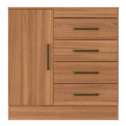 Cômoda Montevidéu 1 Porta 4 Gavetas Amêndola Touch - Demóbile