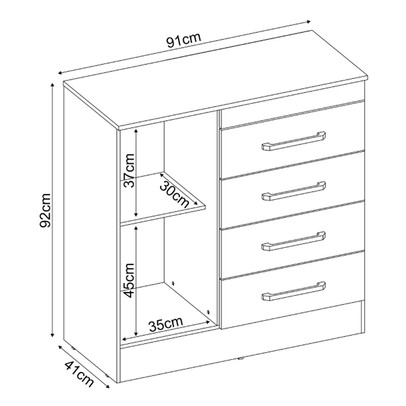 Cômoda Montevidéu 1 Porta 4 Gavetas Flex Branco/Rosa - Demóbile