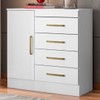 Cômoda Montevidéu 1 Porta 4 Gavetas Flex Branco/Rosa - Demóbile