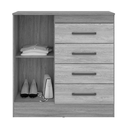 Cômoda Montevidéu 1 Porta 4 Gavetas Flex Branco/Rosa - Demóbile