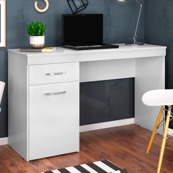 Mesa Escrivaninha Vitória 1 Porta 1 Gaveta Branco - Demóbile