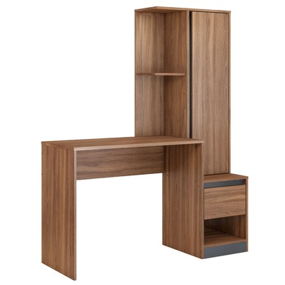 Mesa Escrivaninha com Armário Morada 1 Porta 1 Gaveta Amêndola Touch/Grafito - Demóbile