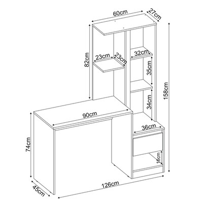 Mesa Escrivaninha com Armário Morada 1 Porta 1 Gaveta Amêndola Touch/Grafito - Demóbile