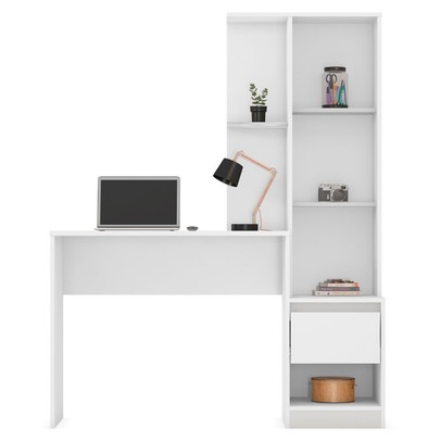 Mesa Escrivaninha com Armário Morada 1 Porta 1 Gaveta Branco - Demóbile