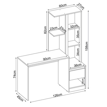 Mesa Escrivaninha com Armário Morada 1 Porta 1 Gaveta Branco - Demóbile