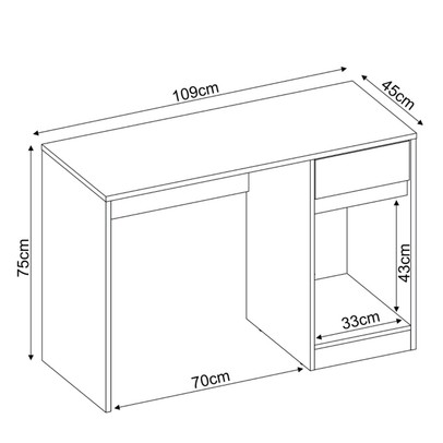 Mesa Escrivaninha Morada 1 Porta 1 Gaveta Branco - Demóbile
