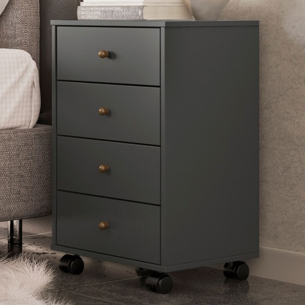 Gaveteiro Office Presence 4 Gavetas Amêndola Touch/Grafito - Demóbile