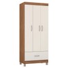 Guarda-Roupa Solteiro Prince 3 Portas 1 Gaveta Amêndola Touch/Off White - Demóbile