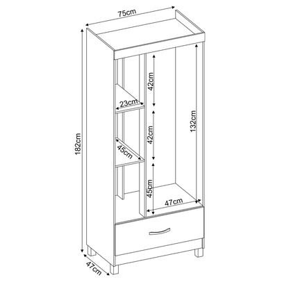 Guarda-Roupa Solteiro Prince 3 Portas 1 Gaveta Amêndola Touch/Off White - Demóbile