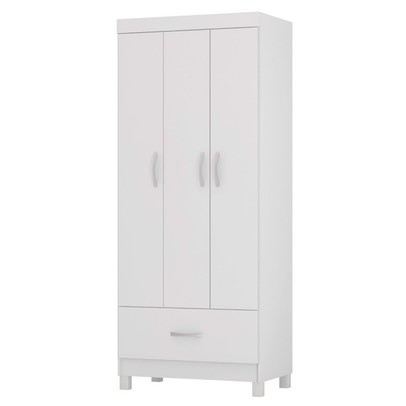 Guarda-Roupa Solteiro Prince 3 Portas 1 Gaveta Branco - Demóbile