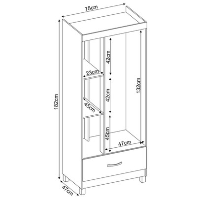 Guarda-Roupa Solteiro Prince 3 Portas 1 Gaveta Branco - Demóbile