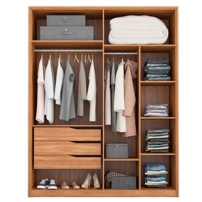 Guarda-Roupa Casal Attore 4 Portas 3 Gavetas Amêndola Touch - Demóbile