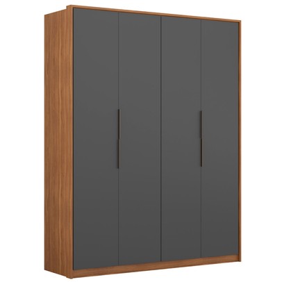 Guarda-Roupa Casal Attore 4 Portas 3 Gavetas Amêndola Touch/Grafito - Demóbile