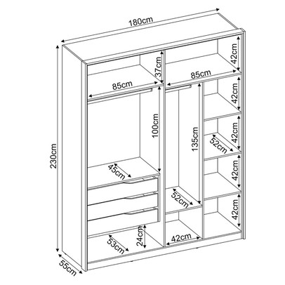 Guarda-Roupa Casal Attore 4 Portas 3 Gavetas Amêndola Touch/Grafito - Demóbile