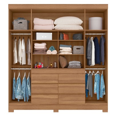 Guarda-Roupa Casal Cádis 4 Portas 6 Gavetas com Espelho Amêndola Touch - Demóbile