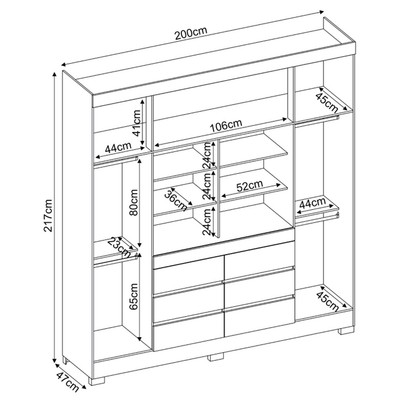 Guarda-Roupa Casal Cádis 4 Portas 6 Gavetas com Espelho Amêndola Touch/Off White - Demóbile