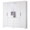 Guarda-Roupa Casal Cádis 4 Portas 6 Gavetas com Espelho Branco - Demóbile